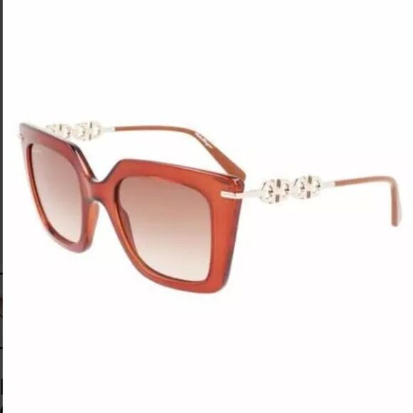 FERRAGAMO Gancini 51mm Rectangular Sunglasses
Color: TRANSPARENT BROWN